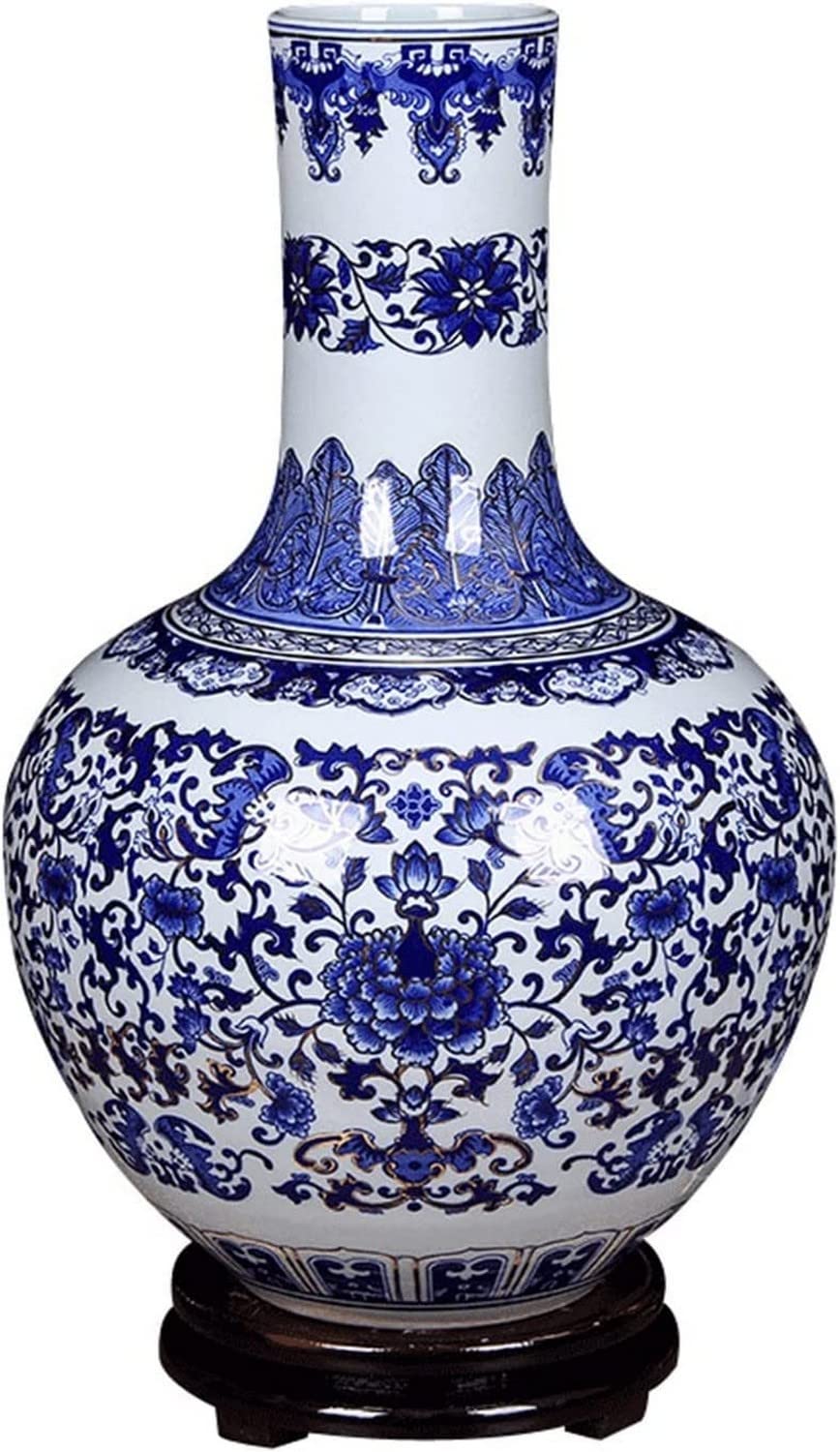 asdchZen Vase Flower Vase Ceramic Vase 18.9 Inch Large Porcelain Vases Chinese Retro Hand-Painted Stoneware Decor Flower Vase Bedroom Living Room Decoration Ornament Vases Flower