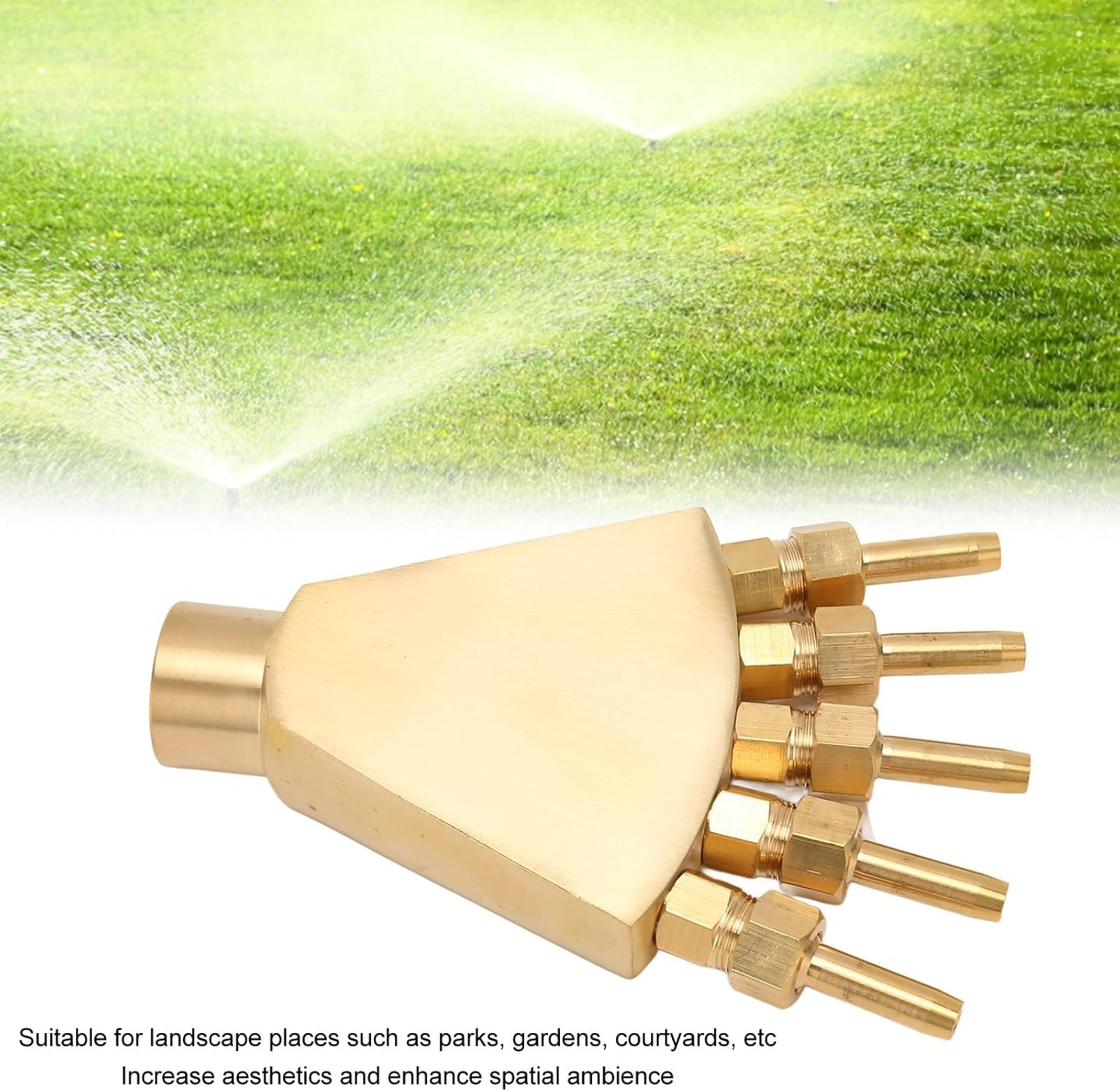 Adjustable Phoenix Tail Fountain Nozzle All Copper Garden Water Sprinkler with Peacock Screen Effect G3/4 Inch Thread for Outdoor Fountains Parks and Gardens