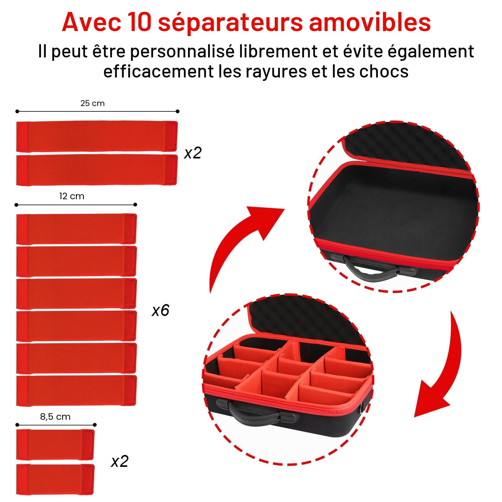 Powarobor Portable Dur Boîtier de Rangement de Batterie pour Einhel_l_/Bosch 18V Batterie et Chargeur, Sac de Transport pour Contenant Une Batteries 18V 2.0/3.0/4.0/5.0/6.0Ah (Mallette Uniquement)