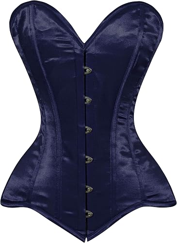 Daisy Corsets Womens Navy Blue Satin Overbust Corset Waist Cincher Bustier Top &