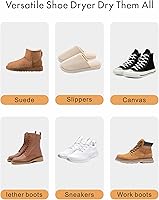 Vista 3 de Euphonious Secador de botas, secadora de zapatos con 6 ajustes de temporizador, para botas de trabajo y botas de invierno, blanconaranja