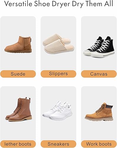 Miniatura 3 de Euphonious Secador de botas, secadora de zapatos con 6 ajustes de temporizador, para botas de trabajo y botas de invierno, blanconaranja