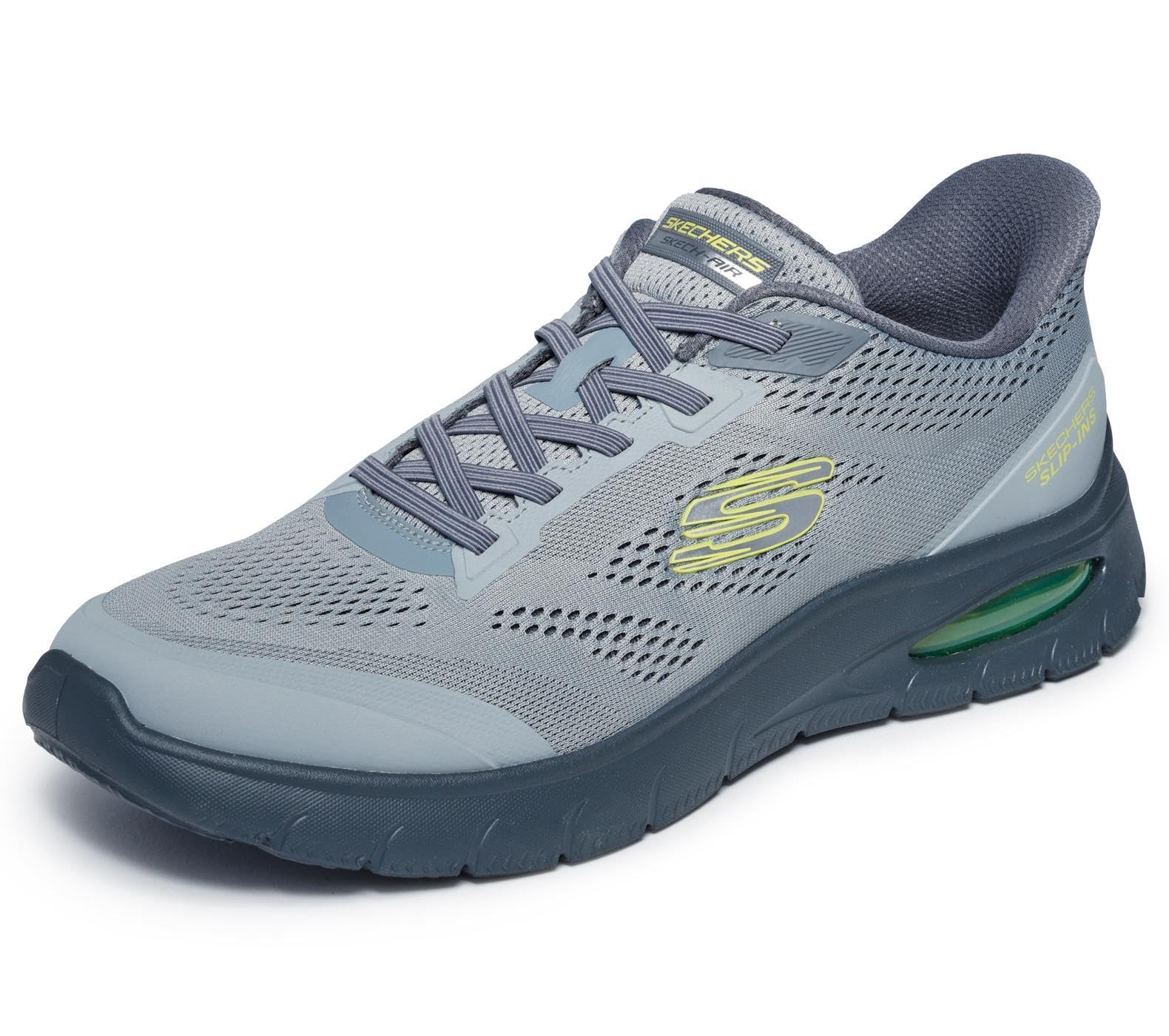Skechers Men's Grey Skech-Air Summits Textile Charcoal/Lime Trainers  11 Size 11