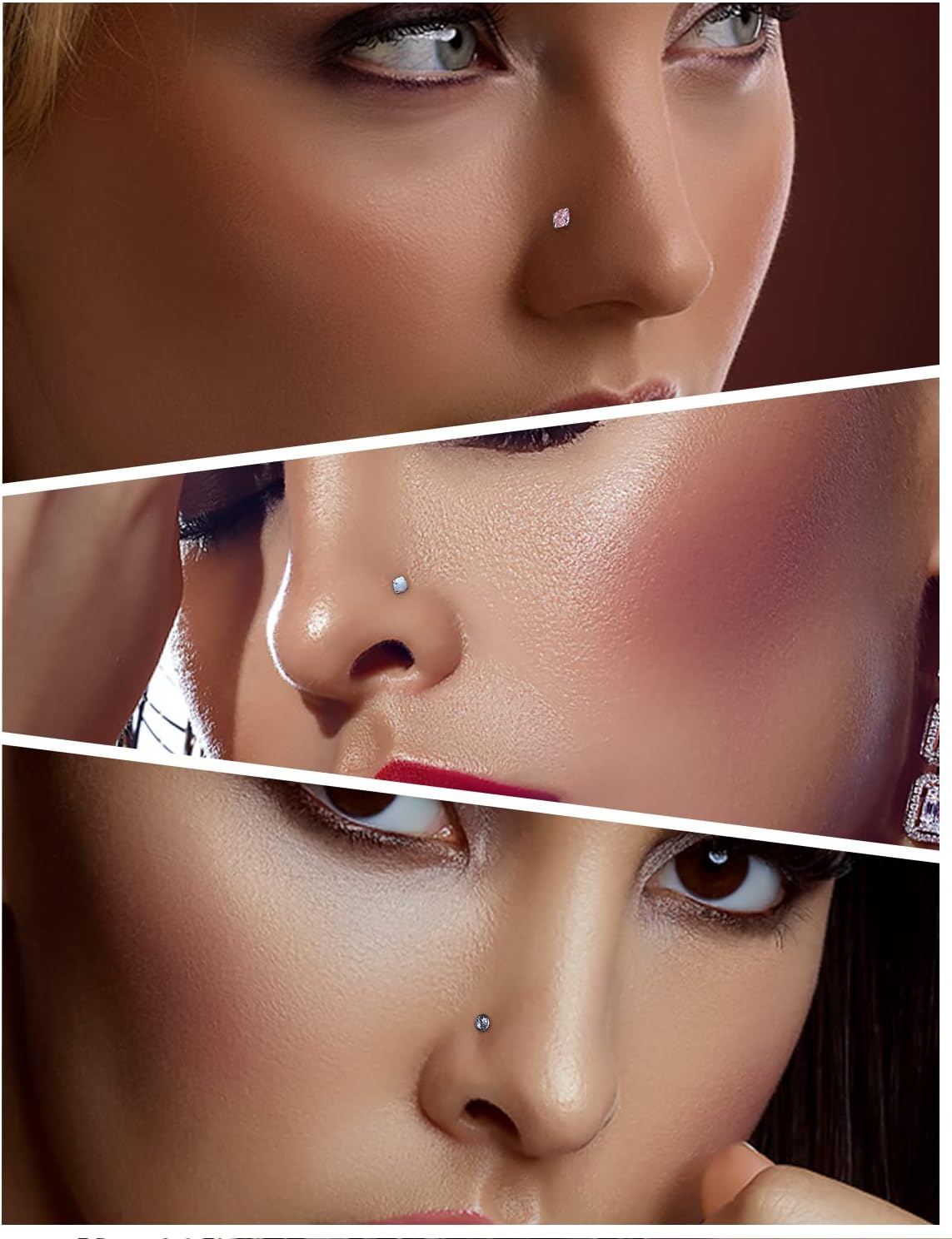 18G 20G 22G Opal Nose Rings Studs Surgical Steel Nose Nostril Piercing Jewelry for Women Men Opal CZ Size 1.5mm 2mm - Image 5