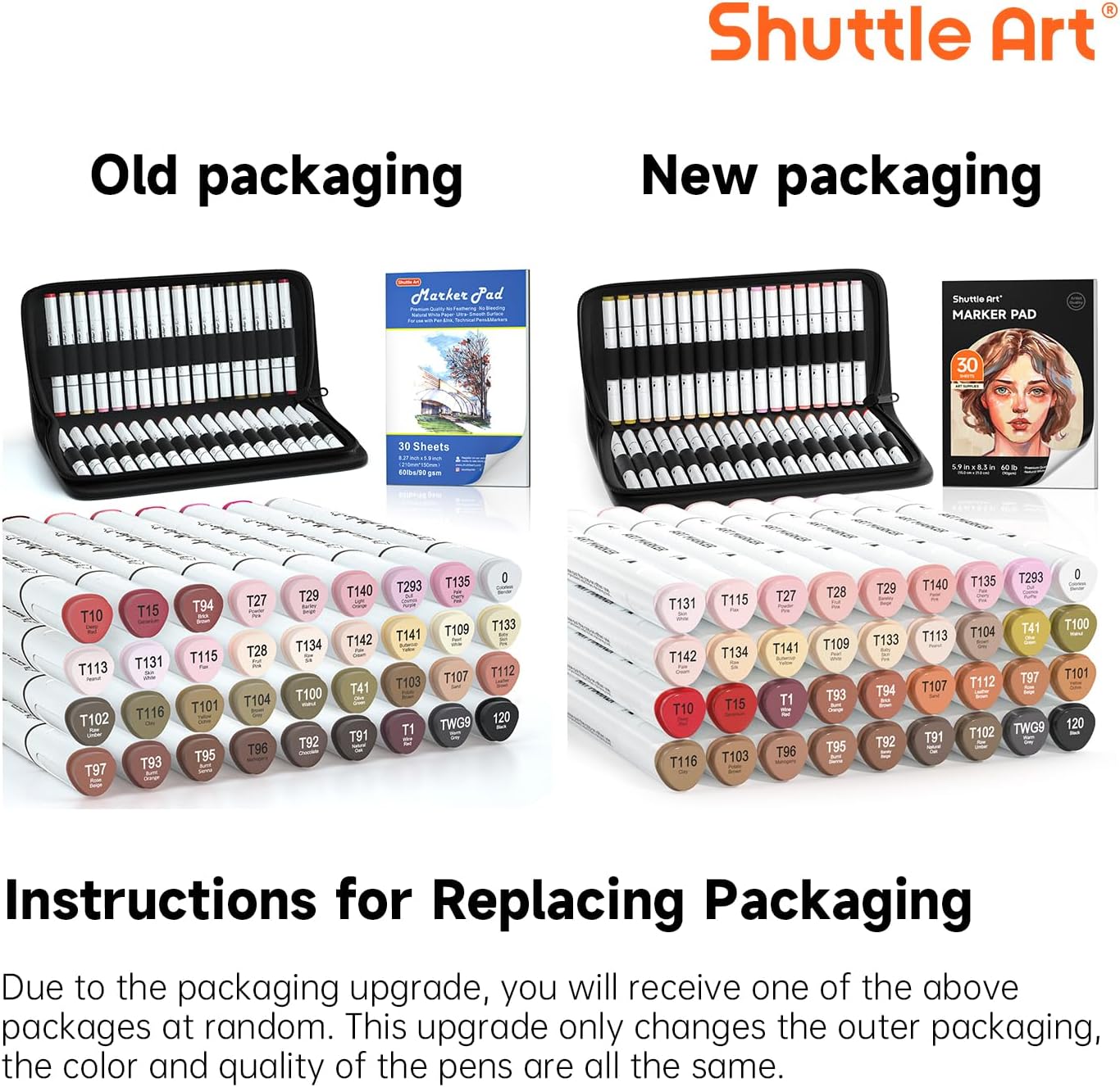 Shuttle Art 36 Colors Skin Tone&Hair Art Markers, Dual Tip Alcohol Based Marker Pen Set Contains 1 Blender 1 Carrying Case 1 Marker Pad Perfect for Kids & Adults Portrait,Comic, Anime, Manga - Image 9