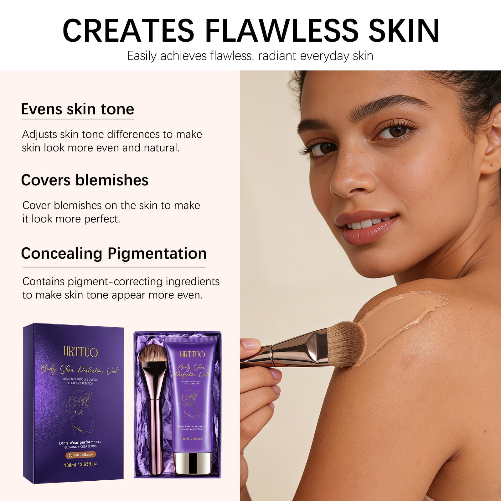 Waterproof Tattoo Cover Up Makeup with Brush – Full Coverage Body Concealer