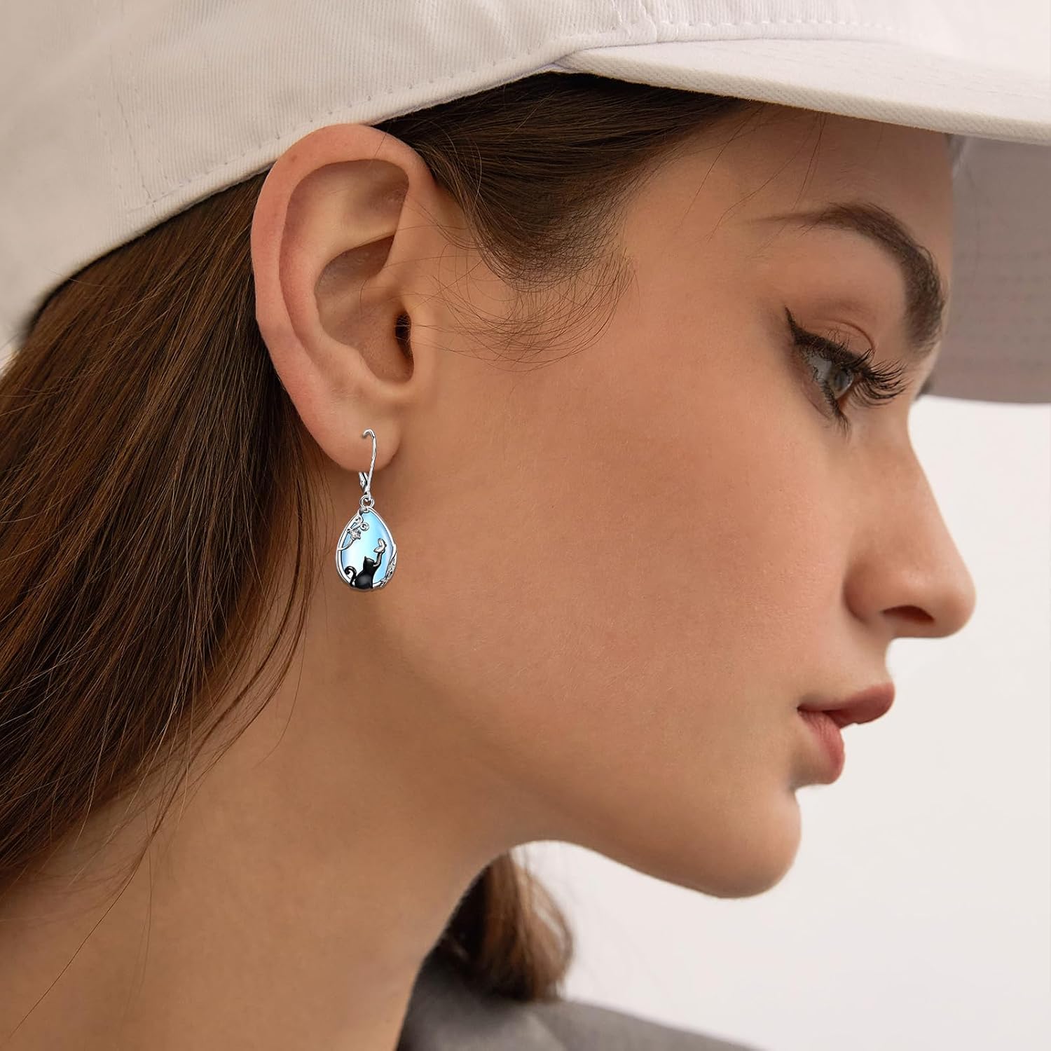Moonstone Earrings for Women 925 Sterling Silver Cat/Butterfly/Tree of Life/Jellyfish Dangle Drop Hypoallergenic Earrings Jewelry for Mother's Day Birthday