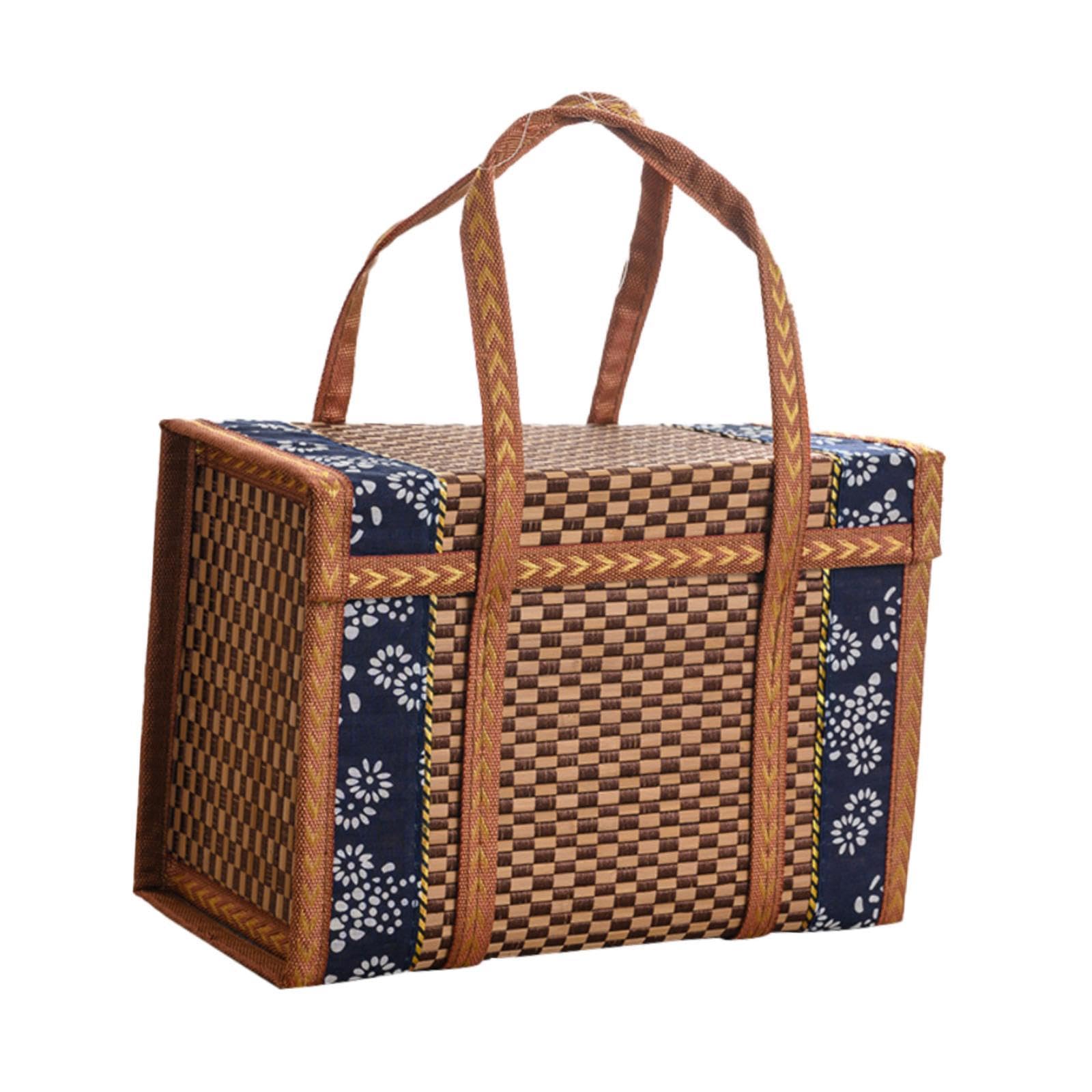 Bamboo Woven Basket Folding Food Container for Gift Wrapping Festivals Party L