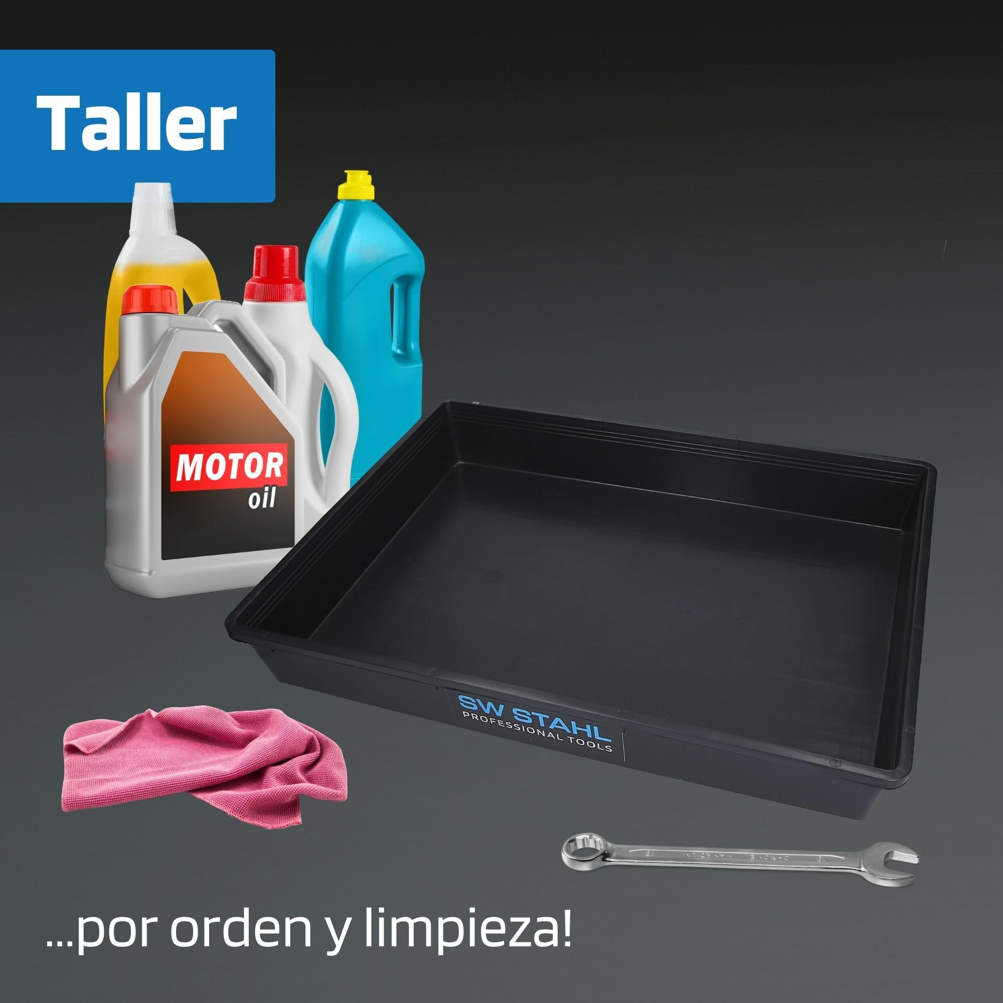 SW-Stahl 07376L Bandeja colectora universal, 56 x 43 x 8,5 cm, gran bandeja de plástico, 16 litros de capacidad, fabricada en Alemania