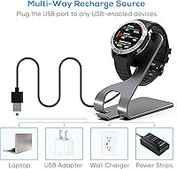 Vista 6 de Garmin - Estación de carga magnética con cable USB de 5 pies para Instinct, Vivoactive 3/4, Fenix 5/6, Venu, Forerunner 745/945/935/245, Approach S60