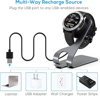 Garmin Magnetic Charger Station with 5FT USB Cable for Instinct, Vivoactive 3/4, Fenix 5/6, Venu, Forerunner 745/945/935/245, Approach S60