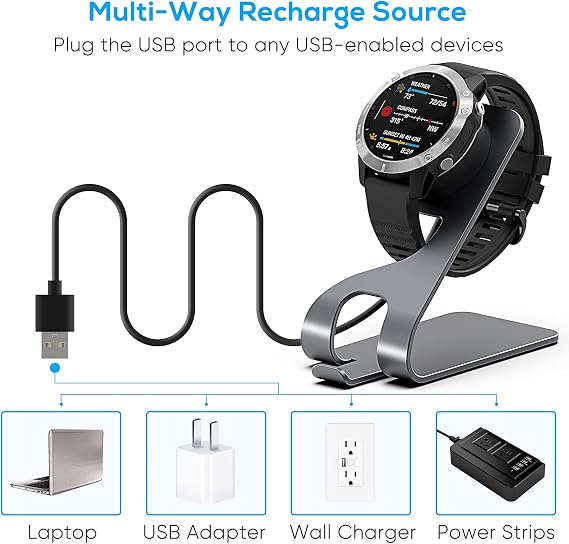 Garmin Magnetic Charger Station with 5FT USB Cable for Instinct, Vivoactive 3/4, Fenix 5/6, Venu, Forerunner 745/945/935/245, Approach S60