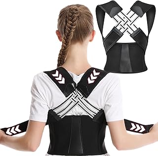 Corretor de postura para costas ajustável, Corretor de costas para homem e mulher, Corretor postural com costas respiráveis, Alívio da dor nas costas e cervicais. Tamanho XXL