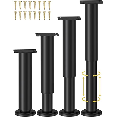 4 Pcs Adjustable Height Bed Support Legs for Bed Frame/Bed Center Slat