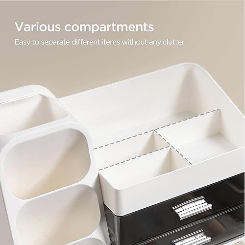 Miniatura 3 de HBlife Organizador de maquillaje con soporte para brochas para tocador, organizador grande de plástico para encimera de baño, almacenamiento para el