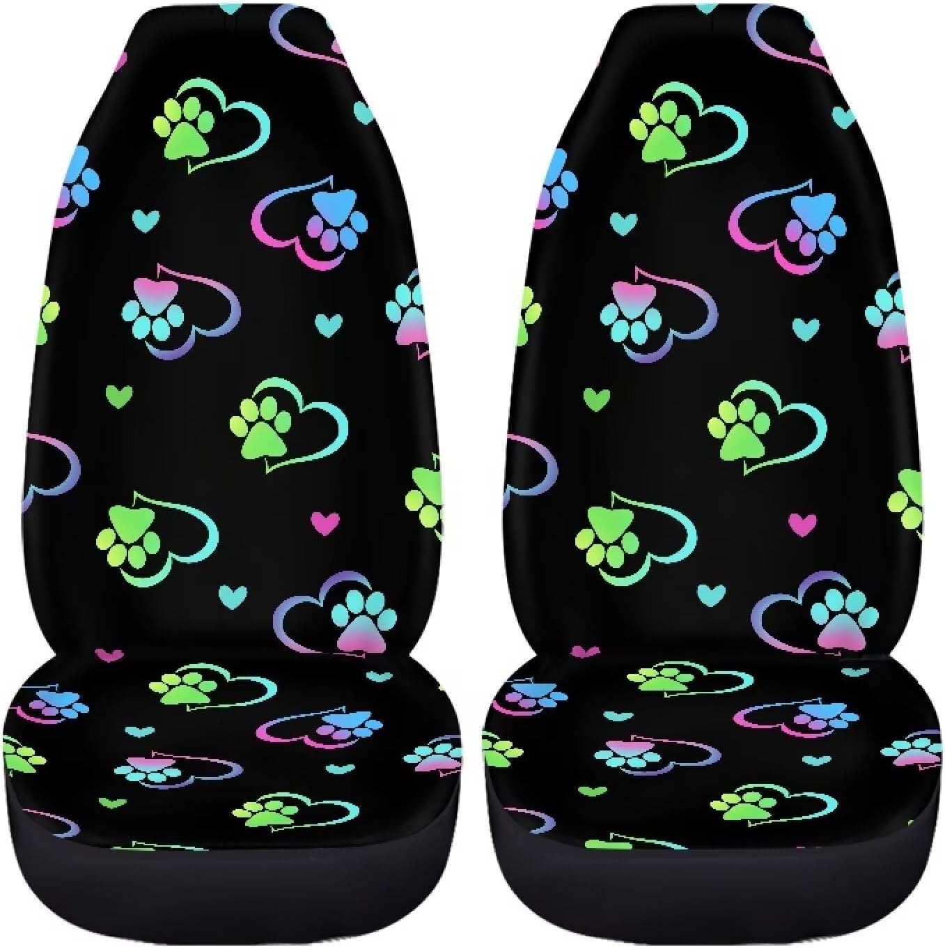 Dog Paw Heart Car Seat Covers Set for Front Universal Interior Accessories Seat Protective Bottom Cushion Pad Set for Women Cute Vehicle Interior Accessory for SUV Truck image 3