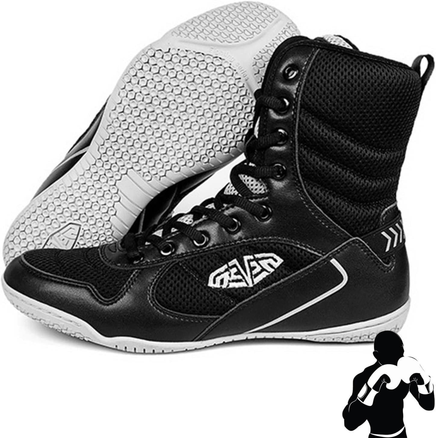 NYKJBD Men's High Top Boxing Shoes 2022 New Breathable Combat Training Shoes Ankle Guard Wrestling Shoes MMA Shoes,Black-11