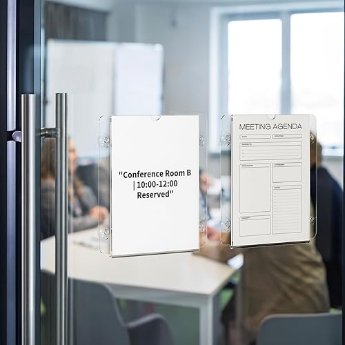 Miniatura 7 de NIUBEE Soporte acrílico para letrero de ventana de 8.5 x 11 pulgadas con 4 ventosas para montaje en pared de ventana de vidrio, exhibición de