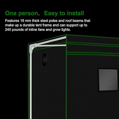 Miniatura 6 de MELONFARM - Tienda para cultivo de hidropónico con tela Mylar 600D, con ventana para observar, bandeja en el suelo y bolsa de herramientas para el