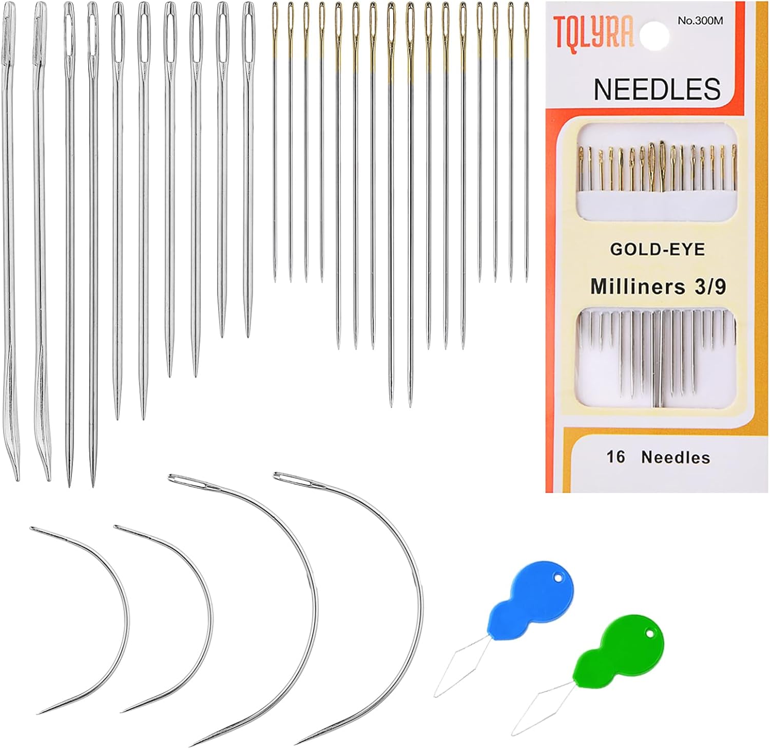 MASPHY Leder Nähnadeln Set - 20 Nadeln + 3 Nähfäden | Für Möbelreparatur & DIY