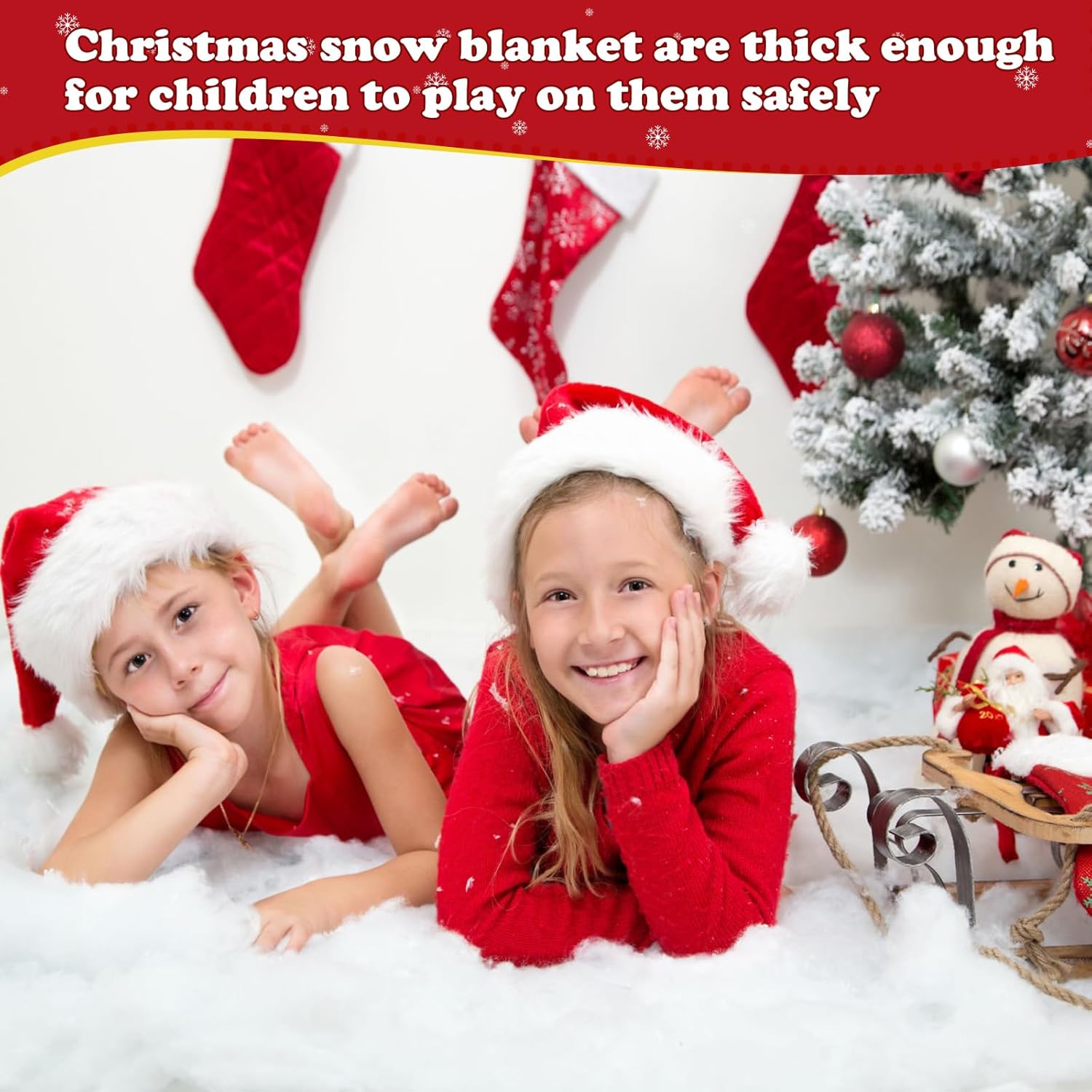 Christmas Fake Snow Blanket, 7.8 x 2.6ft Fluffy Artificial Snow Blanket, Faux Snow Blanket Roll Outdoor Indoor Decorations for Christmas Village, Christmas Tree, Table Runner, Photo Backdrop, Winter