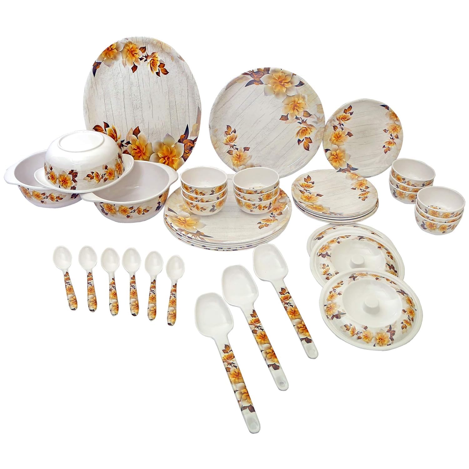 Service de table rond en mélamine haut de gamme vaisselle cuisine 40 pièces
