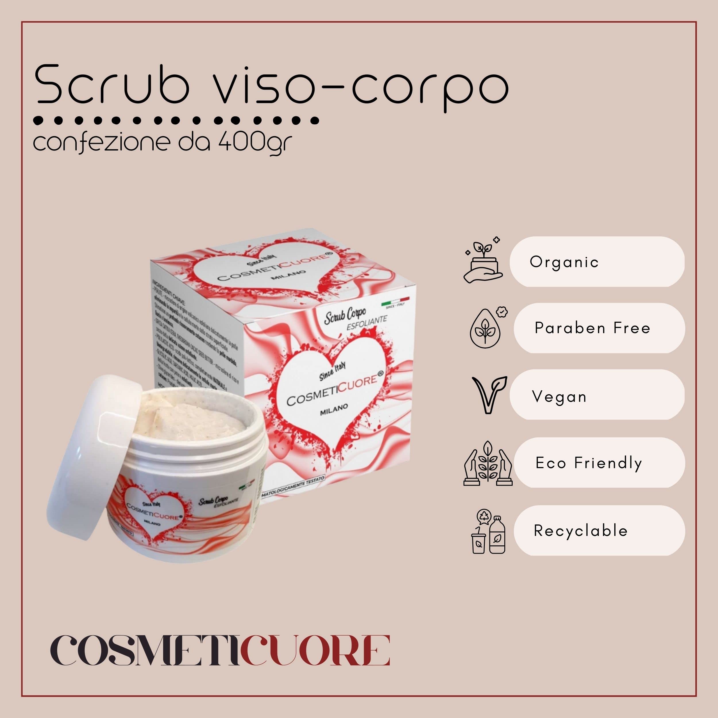 Scrub Corpo e Viso Donna Drenante - Esfoliante Piedi - Riduce Brufoli - Crema Corpo Profumata Fragola Idratante - Uomo e Donna - Body Scrub Naturale Pelle Secca - Made in Italy Vegano
