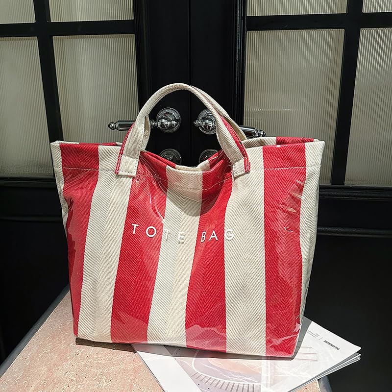 PVC Casual Tote Bag Large Capacity Stylish Letter Print Handbag Waterproof Leisure Tote Handbag Shopping Work Date T4