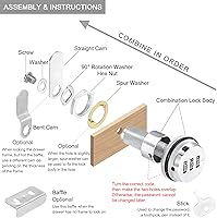 Vista 3 de CozyTower - Cerradura de combinación de números para archivador, cerradura de leva sin llave de 1-1/8 pulgadas para buzón de cajón de escritorio