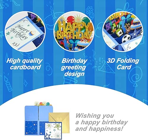 Miniatura 2 de Orehymbe Tarjetas de cumpleaños para mujer, tarjeta desplegable de feliz cumpleaños, tarjeta de felicitación 3D de cumpleaños con tarjeta de notas