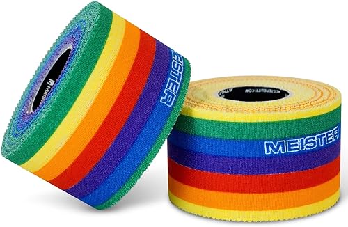 Miniatura 2 de Meister Elite Athletic Tape - Cinta de entrenamiento transpirable de alto adhesivo, paquete de 2 rollos, bandera del orgullo