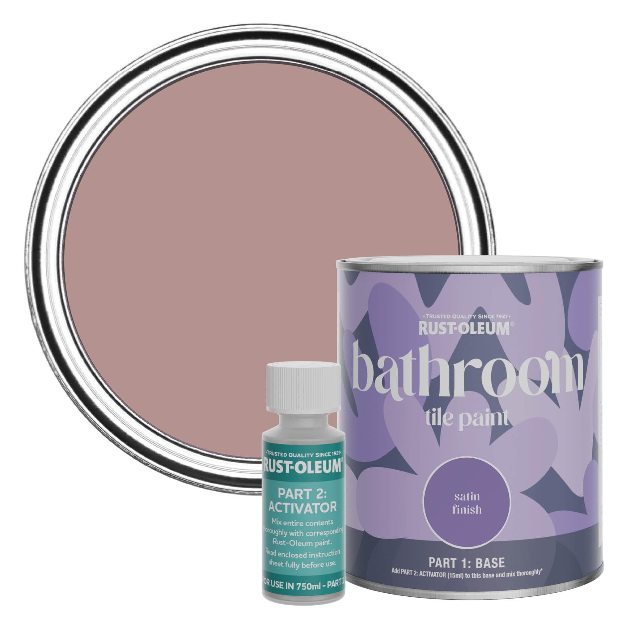 Rust-Oleum Heartfelt Pink Water-Resistant Bathroom Tile Paint In Satin - 750Ml