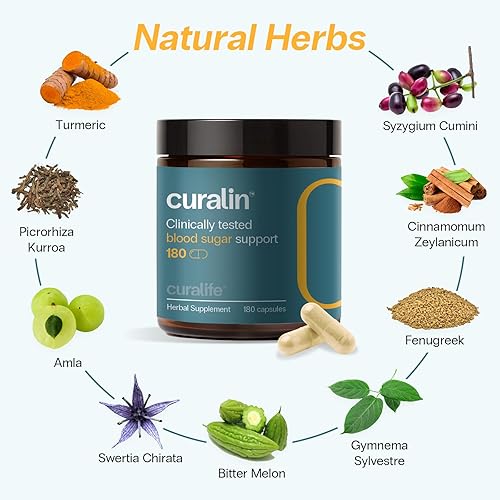 Miniatura 5 de Curalin Suplemento complejo de azúcar en sangre  9 hierbas naturales, canela, cúrcuma, Gymnema Sylvestre, melón amargo  Apoya el azúcar equilibrado,