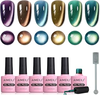 AIMEILI Cat Eye Gel Nail Polish U V LED Hema Free Cruelty Free Vegan Gel Polish Colors for Nail Art Kit Set Of 6pcs X 10ml - Kit Set 72
