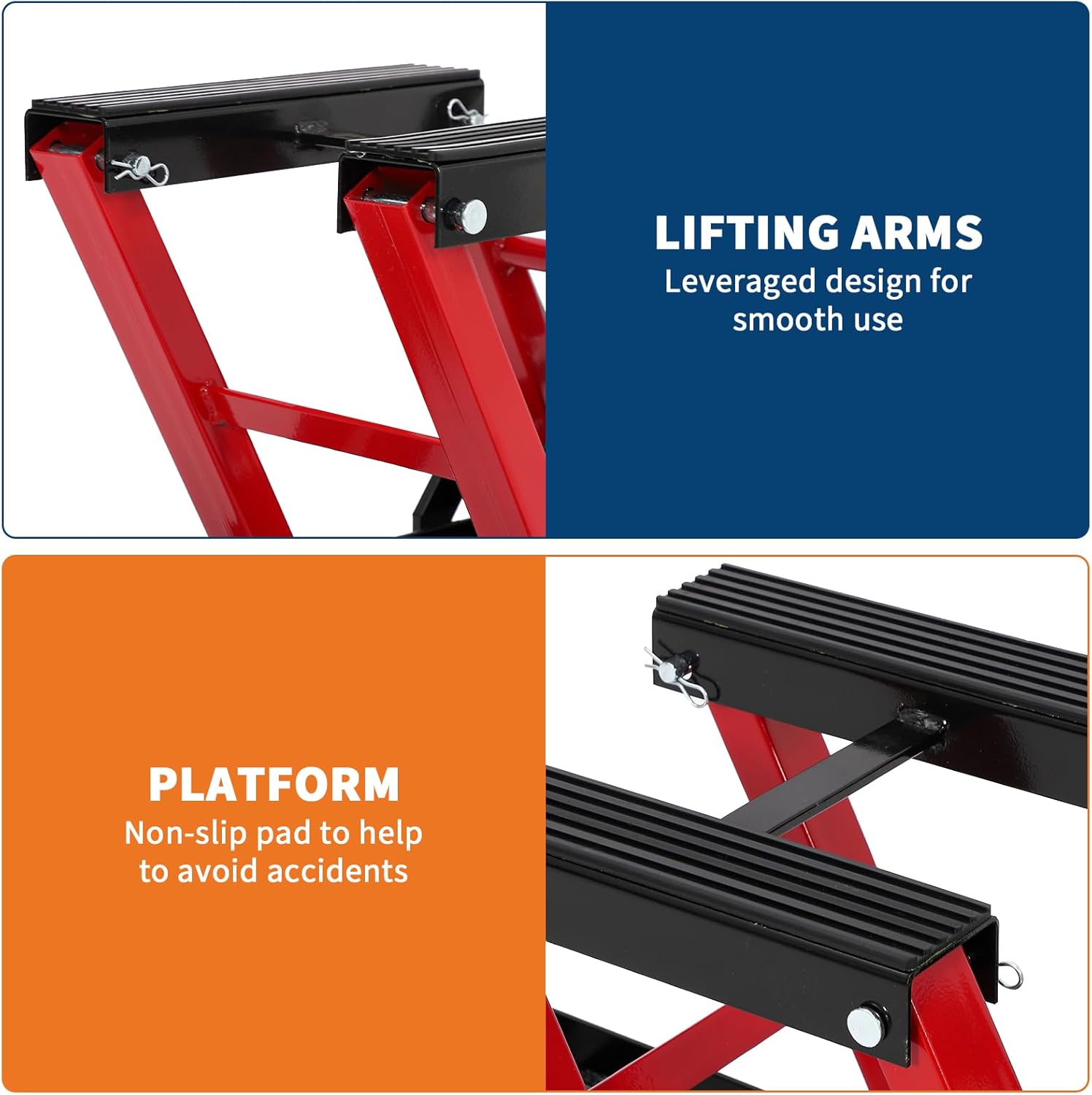 GAOMON 1500 LBS Hydraulic Motorcycle Lift Jack, ATV Scissor Lift Jack with Non-Slip Platform, 4.7-14.57" Height Adjustment & Swivel Casters, Portable Motorcycle Lift Table for ATV UTV Dirkbikes, Red