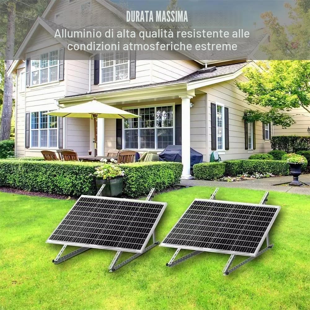 GLIESE Supporto per modulo solare, 118 cm (2 coppie), supporto per pannello solare, supporto per centrali elettriche, in lega di alluminio, modulo PV per 100 W-600 W, angolo regolabile da 0° a 90°, 0%