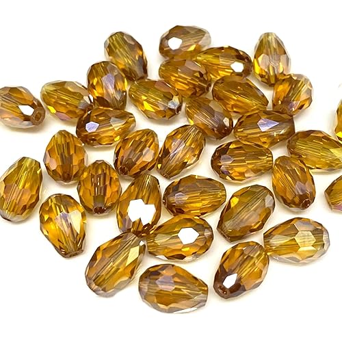 50 PCS Crystal Glass Beads Teardrop Vertical Hole Faceted Shape