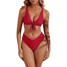 geluboao Bikini Sets for Women High Waisted Two Piece Swimsuit Sexy V Neck Tie Kont Push Up High Cut Bathing Suit