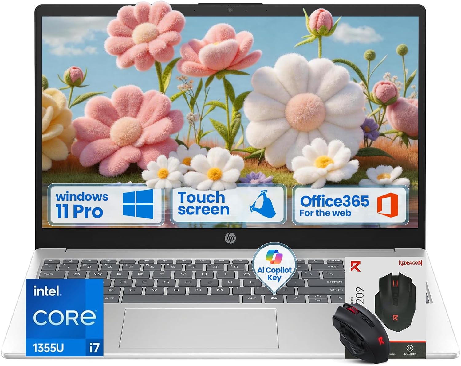 HP 2026 Touchscreen Business Laptop, Intel i7-1355U(up to 5.0 GHz), 15.6" FHD Touch Screen, 64GB RAM, 2TB SSD, Lifetime Win 11 Pro, Wi-Fi 6, Copilot AI, Fast Charge, Numeric Keyboard, Accessories