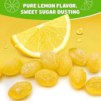 Sanded LEMON Drops Hard Candy 2 lb Bulk, Old Fashioned Candy, Natural Flavor, Fat Free