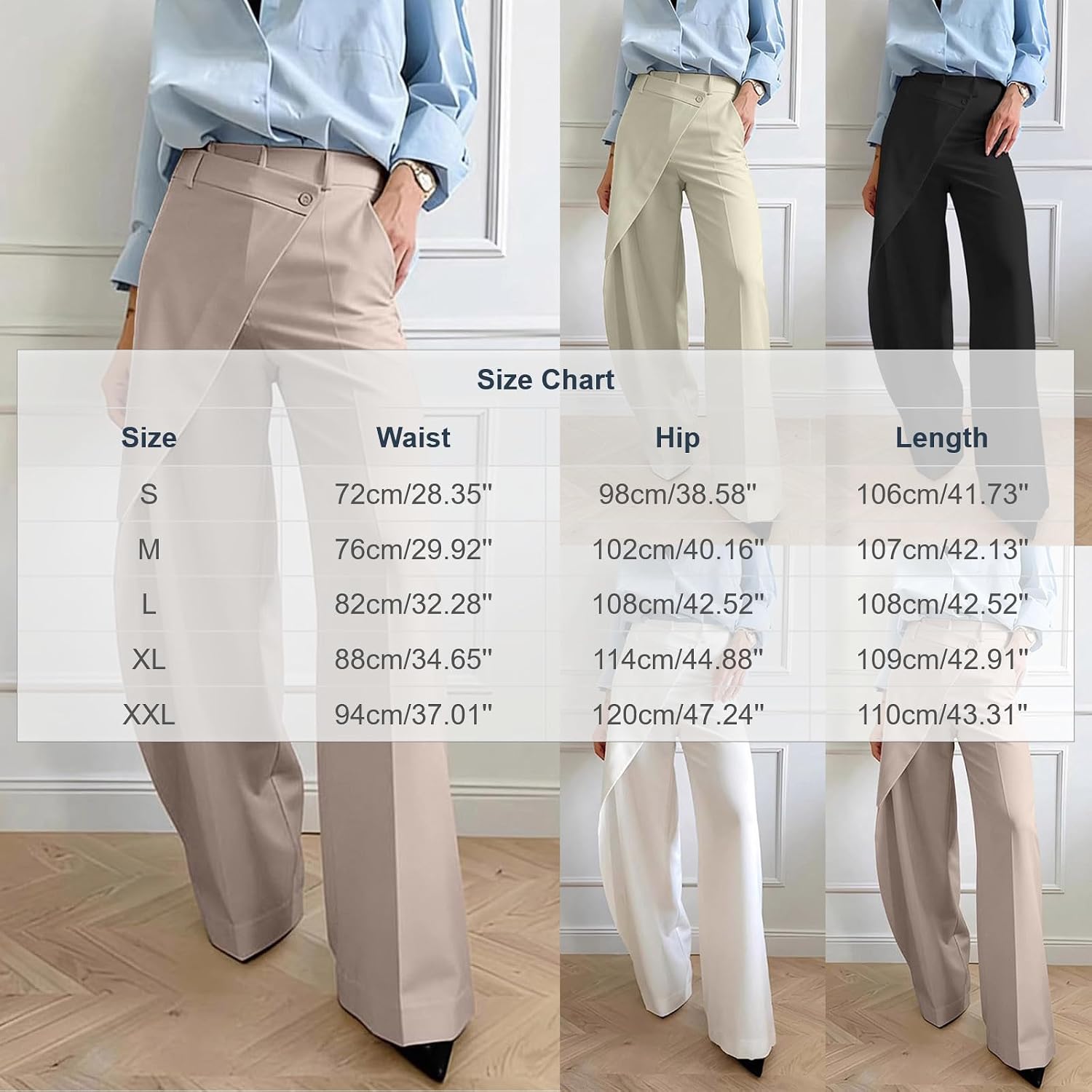 Women's Elegant Wrap Front High Waisted Wide Leg Pants Suit Pants Trousers Casual Work Business Fashion Trousers