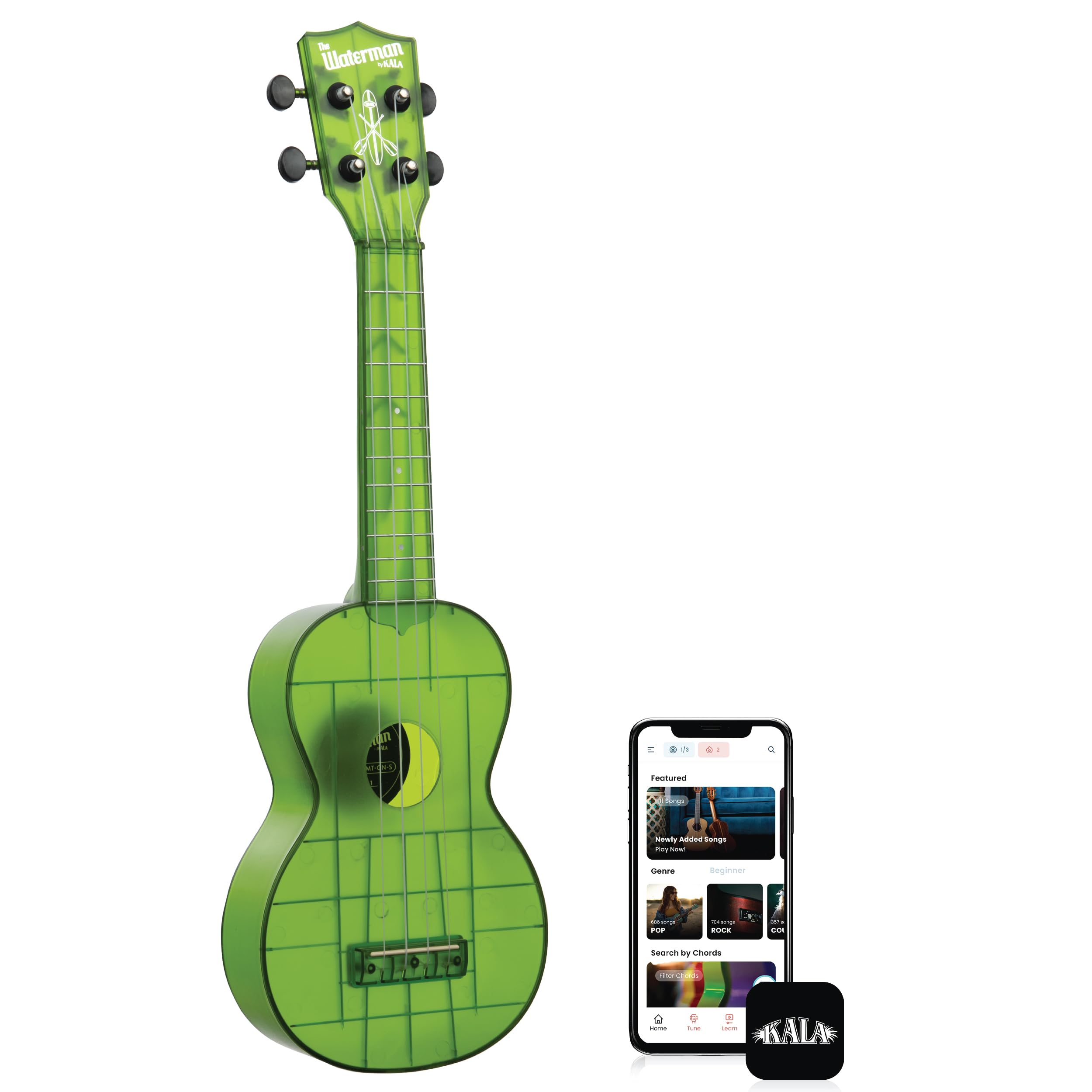 Amazon.com: Kala Ukulele Jade Green Glass 4 String Soprano Ukulele