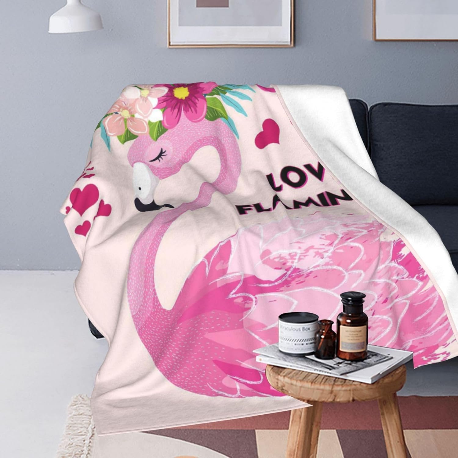 Just A Girl Who Loves Flamingos Blanket Cute Flamingo Decor Pink Throw Blanket Gifts for Girls Super Warm Soft Plush Lightweight Fleece Flannel Blanket Winter Bedding for Kids Women 50"X40" - Image 4