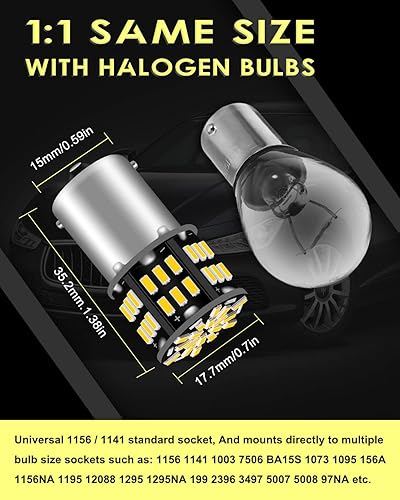 Miniatura 7 de Bombillas LED 1156 1141 7506 para RV, P21W 1003 1073 BA15S RV LED blanco cálido, 3014 54 SMD LED de repuesto para 12 voltios interior de caravana,