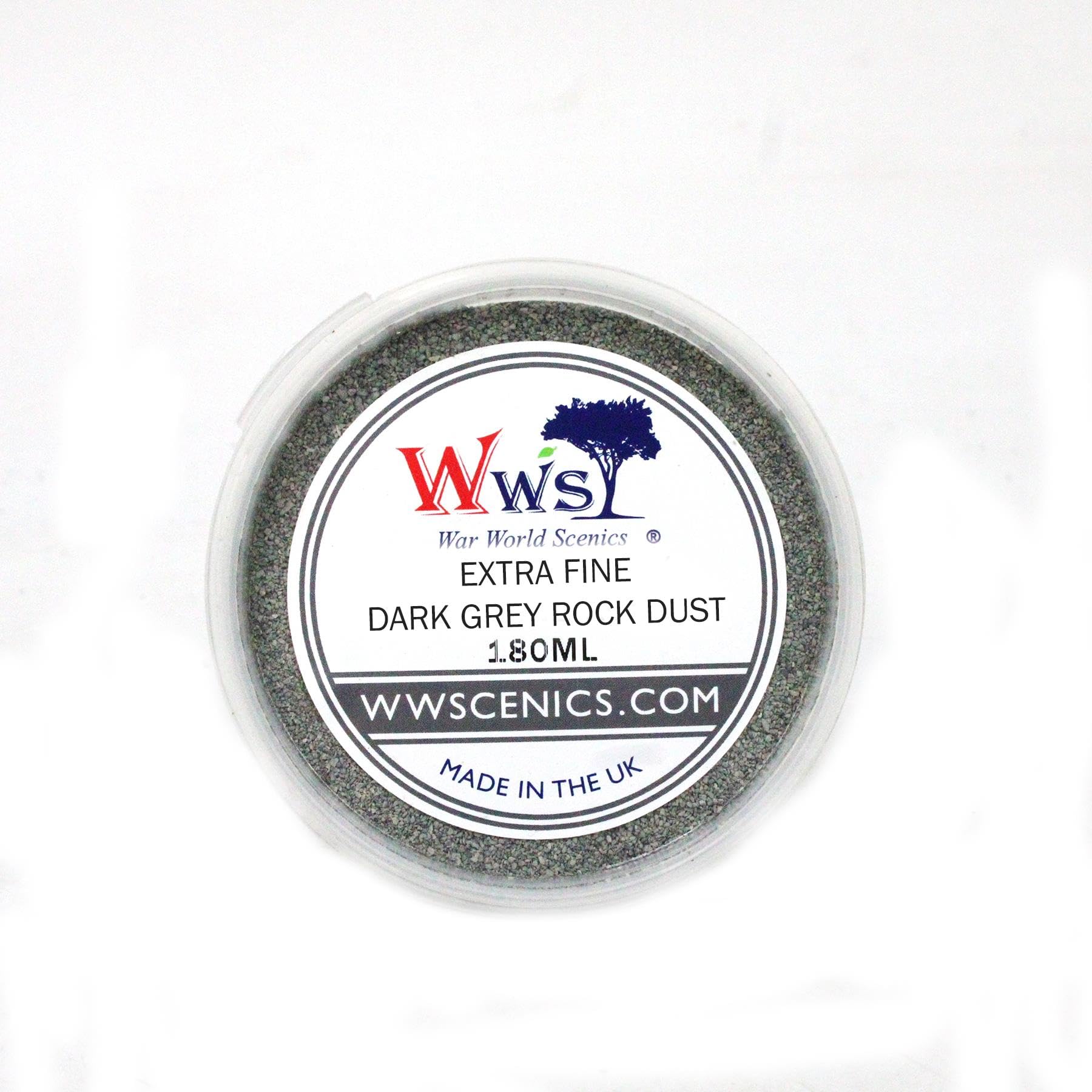 WWScenics Polvere di Rocce Grigio Scuro Extra Fine 0-1mm | 180ml | Modellismo Materiali Paesaggio Scenario Wargame Terrain