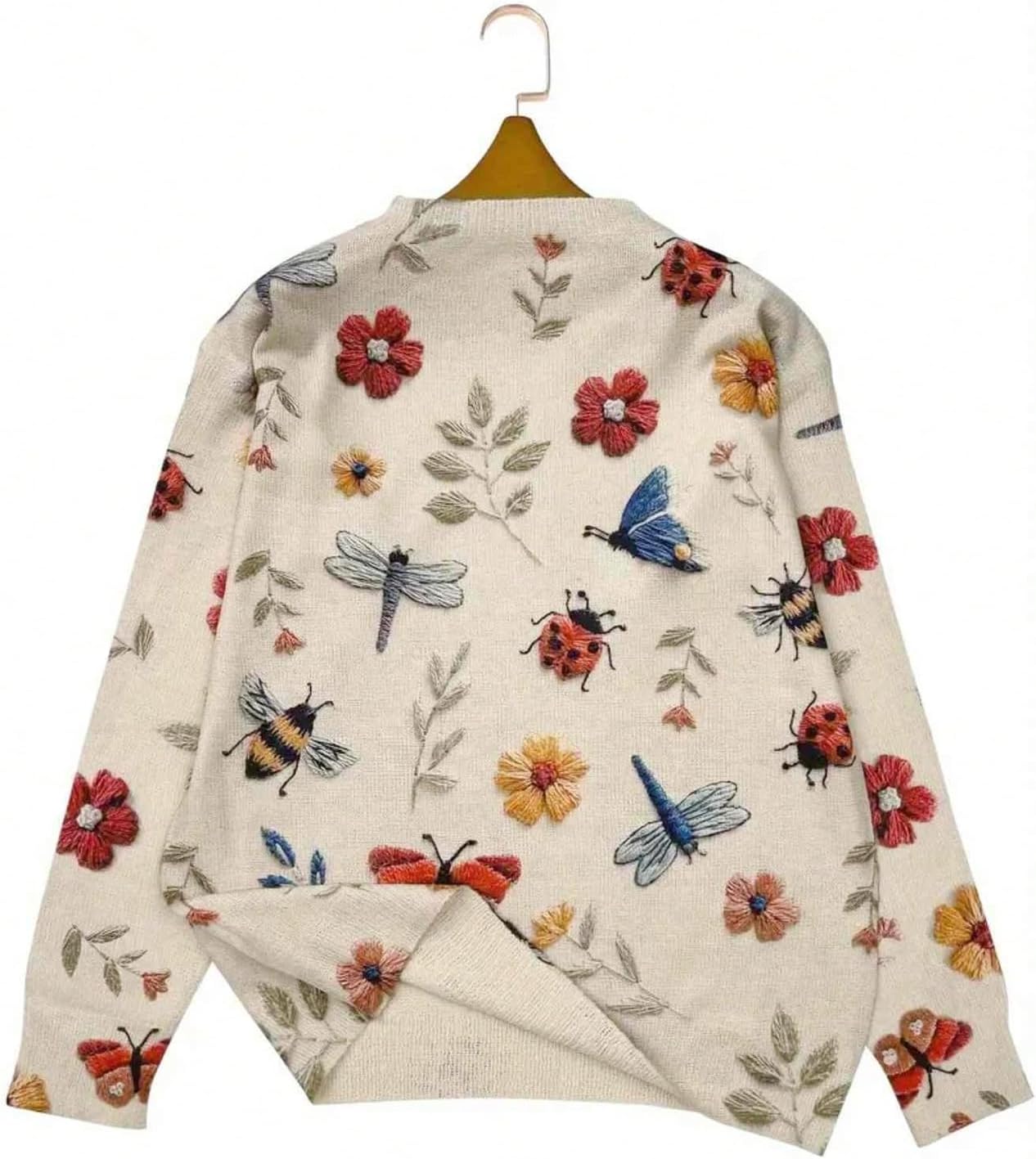 SOLY HUX Women's Long Sleeve Shirts Crew Neck Floral Printed Sweater Pullover Casual Fall Clothes - Image 2