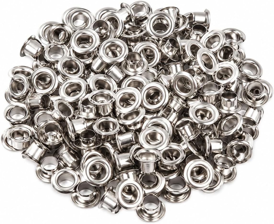 Zenith Silver Metal Eyelet for Grommet Hole Rivets (Silver, 250 Piece) Sets Round Eyelets Grommets for Belts Cloths and Other Craft