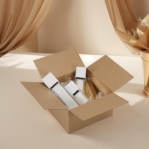 Miniatura 39 de CRUGLA Cajas de envío de 9 x 6 x 4 para pequeñas empresas, caja de embalaje de cartón corrugado, 25 paquetes Marrón,Blanco