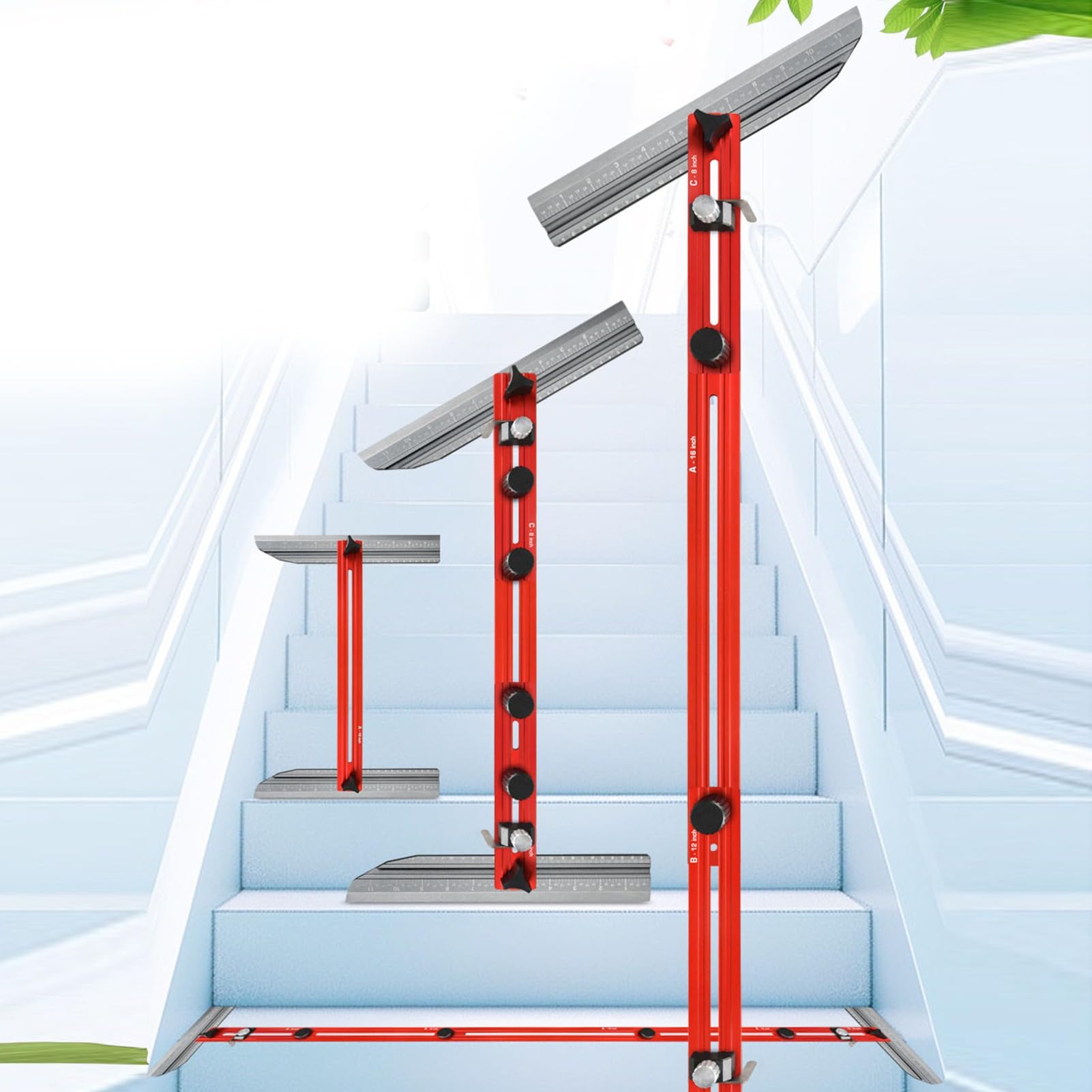 Herramienta de Plantilla de Banda de Rodadura de Escalera, Jig de Medición de Escalera de Longitud de Ajuste, Herramienta de Plantilla de Plantilla de Escalera de Sábana de