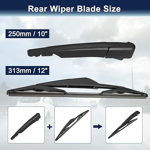 Miniatura 2 de X AUTOHAUX Juego de brazos de limpiaparabrisas trasero para Mini Cooper One R50 2001-2004 para Mini Cooper R53 2001-2004